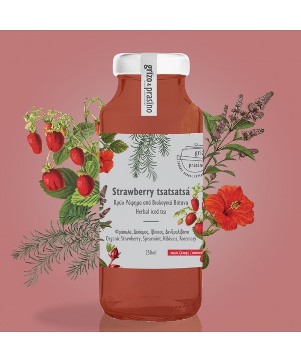 Grizo & Prasino – Strawberry tsatsatsa BIO, Iced Herbal Drink, No Sugar
